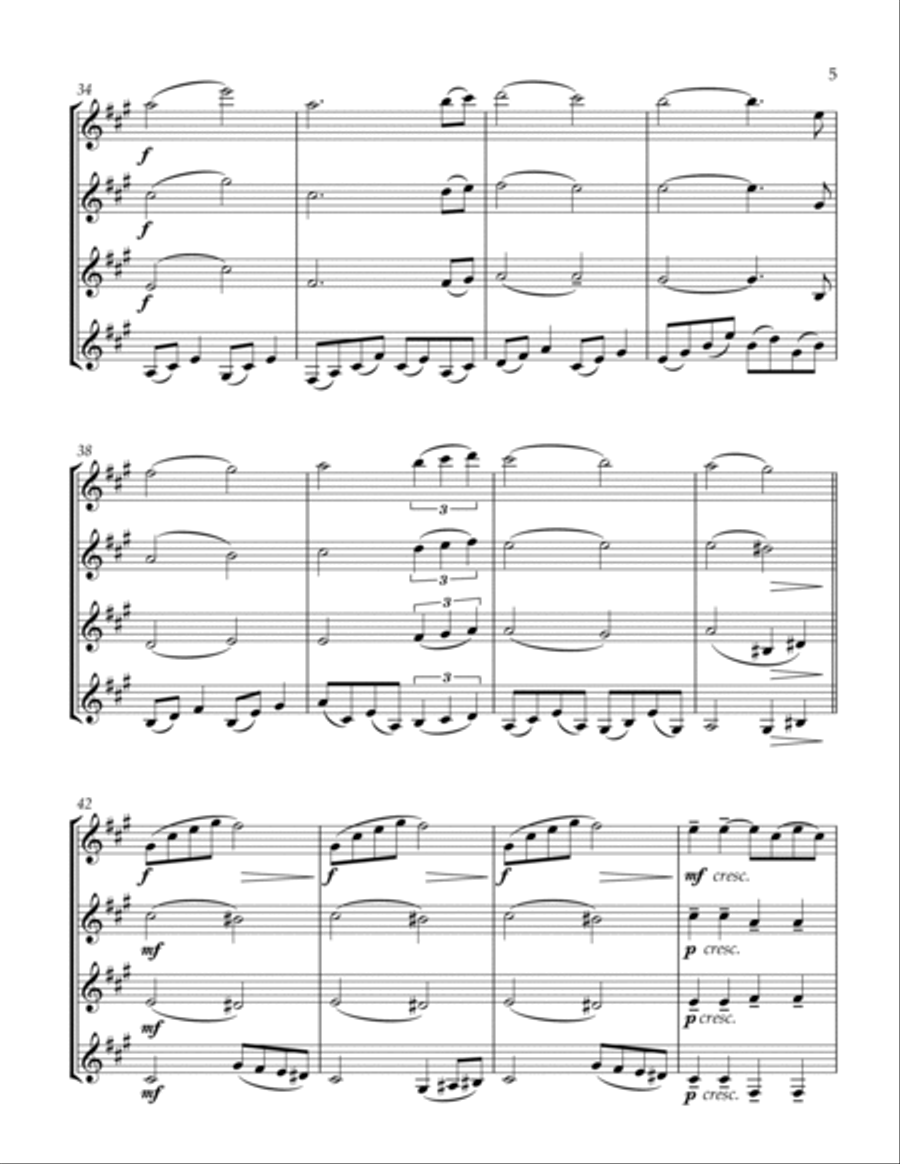 Can't Help Falling In Love Woodwind Quartet scores gallery preview page 6