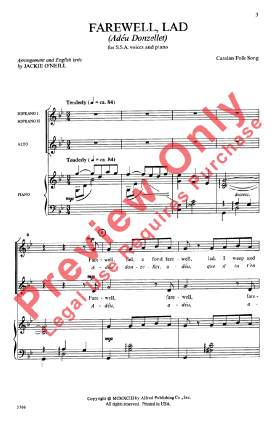 Farewell, Lad Women's Choir scores gallery preview page 3