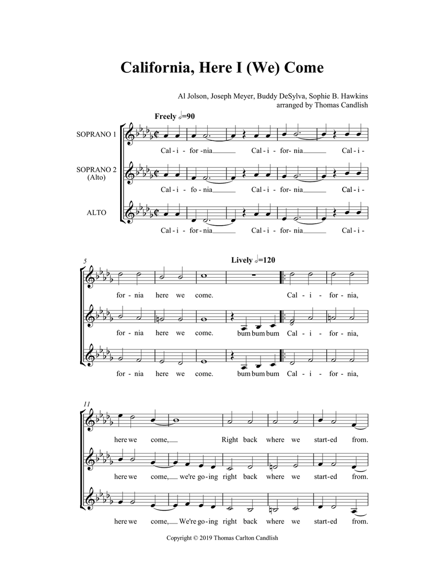 California, Here I (We) Come SA/SSA SSA scores gallery preview page 3