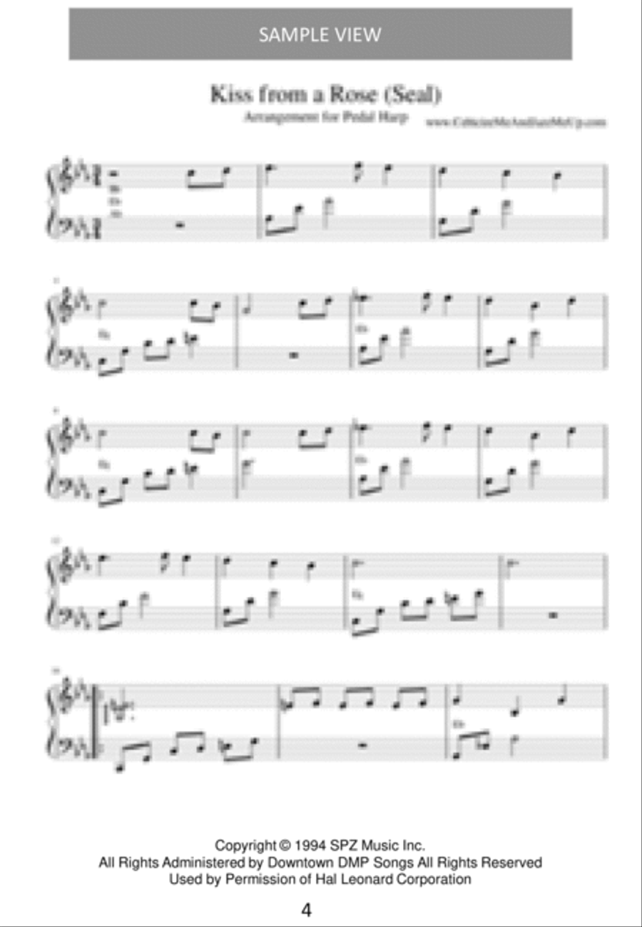 Kiss From A Rose Harp scores gallery preview page 5
