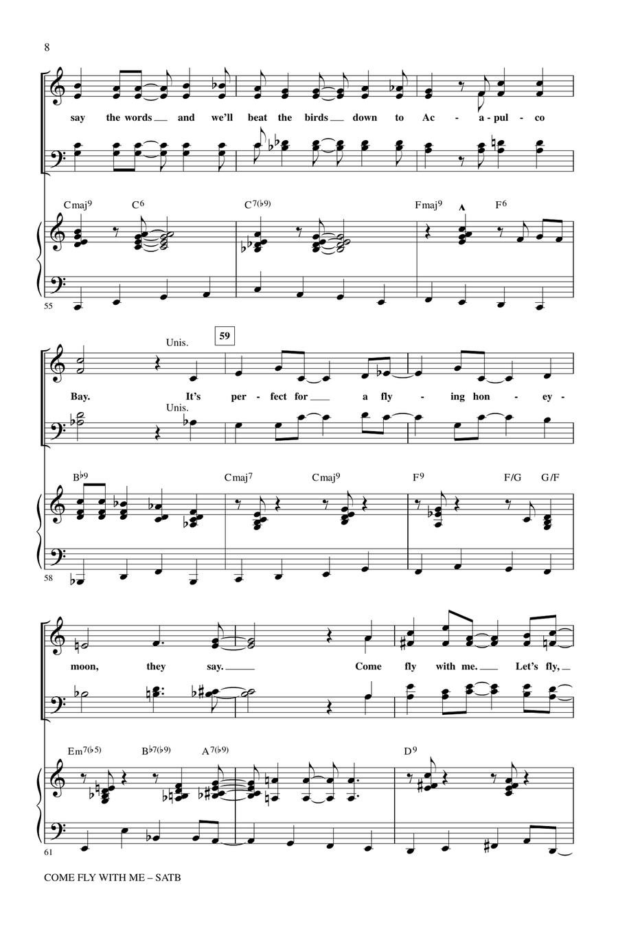 Come Fly With Me (arr. Mac Huff) 4-Part scores gallery preview page 7