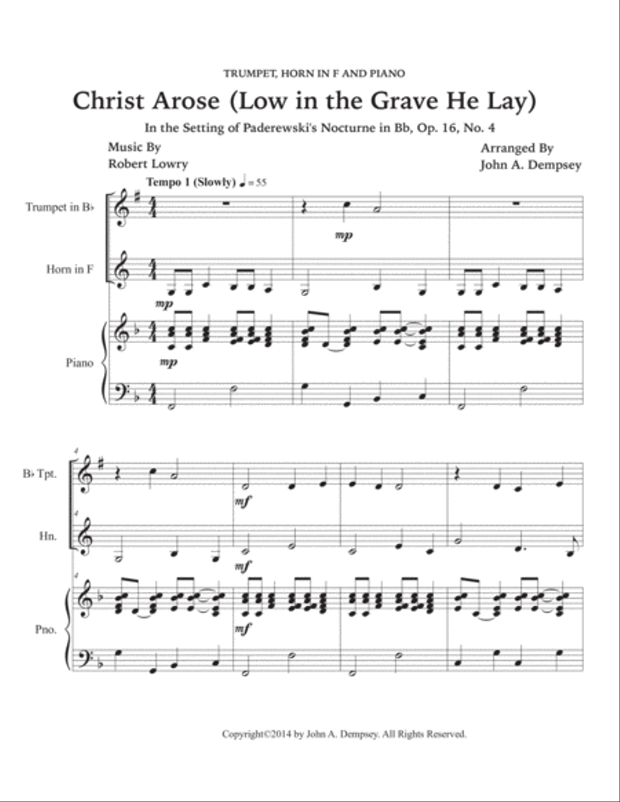 He Arose (Trio for Trumpet, Horn in F and Piano) Brass Trio scores gallery preview page 5