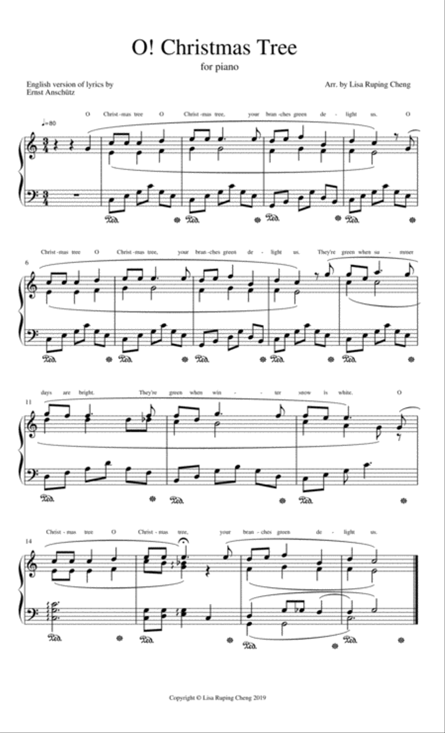 O Christmas Tree Piano Solo scores gallery preview page 1