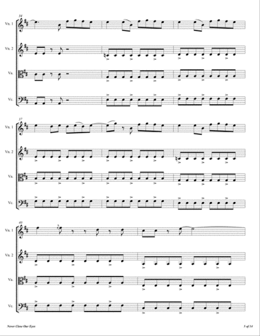 Never Close Our Eyes String Quartet scores gallery preview page 6
