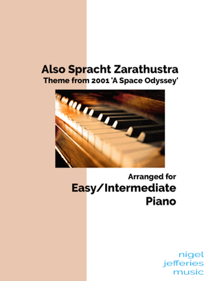 Book cover for Also Spracht Zarathustra (theme from 2001 'A Space Odyssey') arranged for easy/intermediate piano