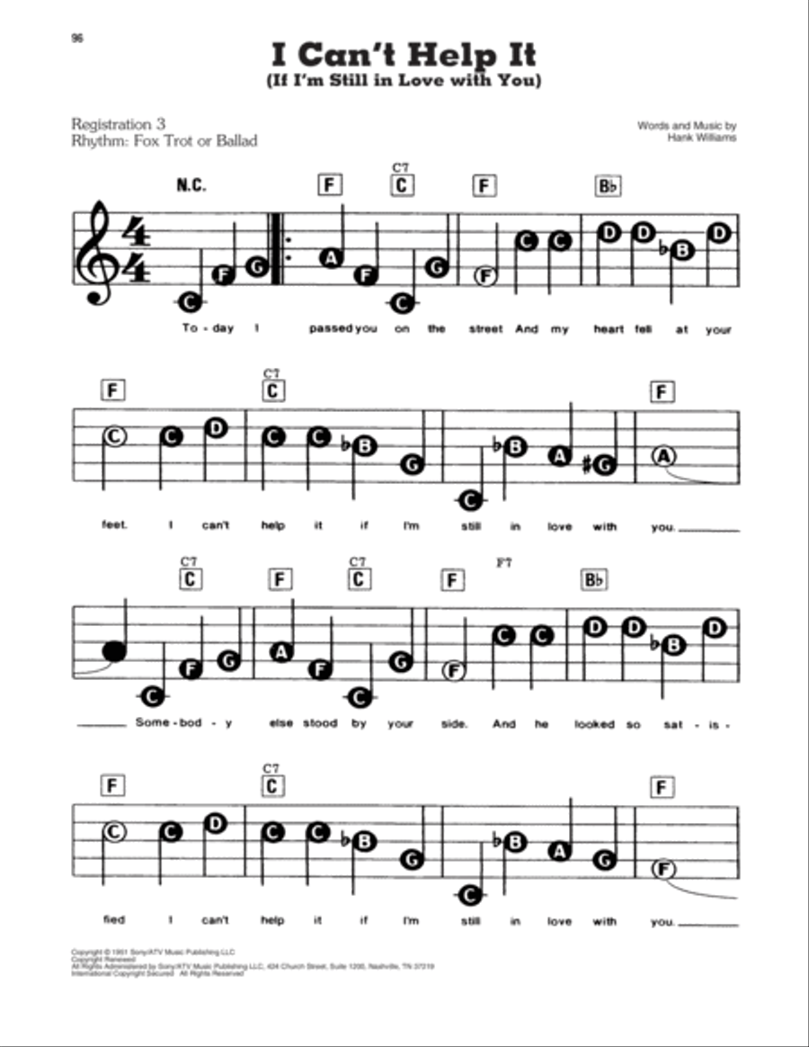 I Can't Help It (If I'm Still In Love With You) Electronic Keyboard scores gallery preview page 1
