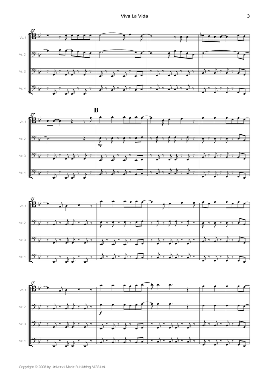 Viva La Vida - Score Only String Quartet scores gallery preview page 5