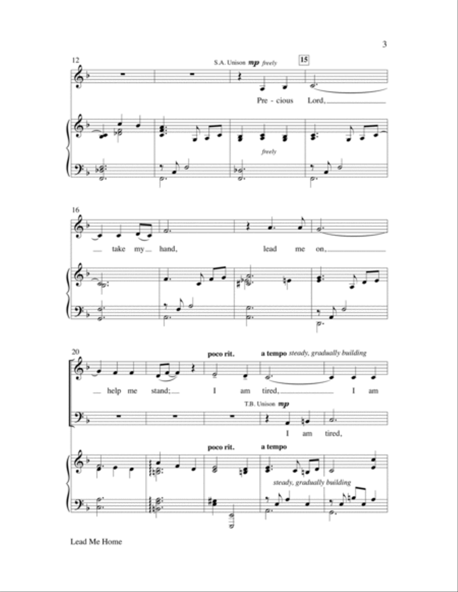 Lead Me Home (Precious Lord, Take My Hand) with Softly and Tenderl-Digital Version Choir scores gallery preview page 3