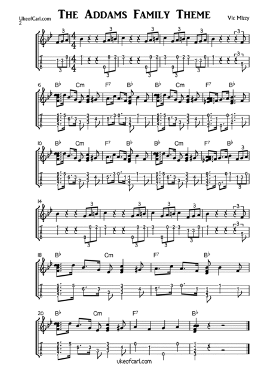 The Addams Family Theme The Addams Family Theme Ukulele scores gallery preview page 2