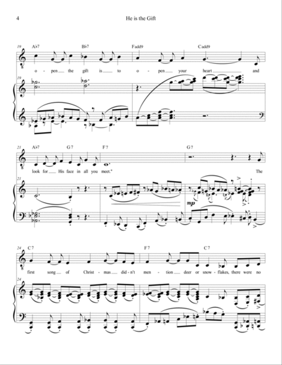He is the Gift : A Christmas Carol for Medium Voice & Piano Medium Voice scores gallery preview page 4
