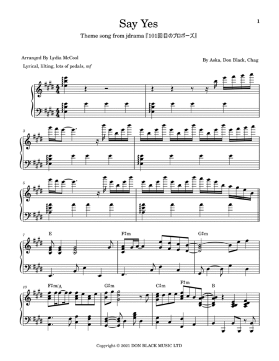Say Yes Piano Solo scores gallery preview page 2