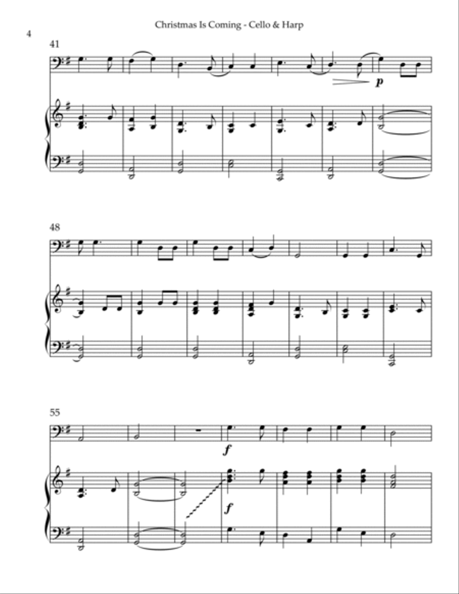 Christmas is Coming, Duet for Cello & Harp