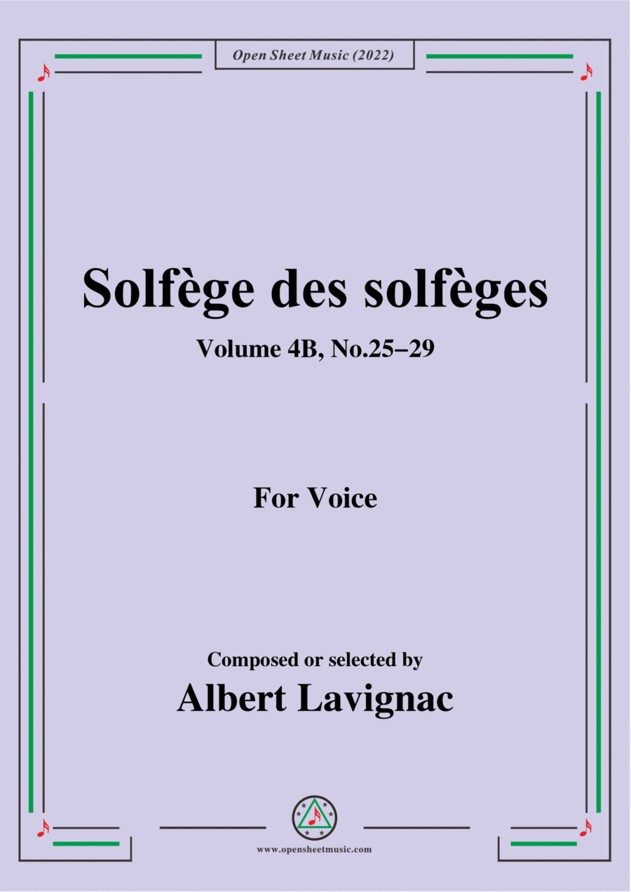 Lavignac-Solfege des solfeges,Volum 4B No.25-29,for Voice Medium Voice scores gallery preview page 1