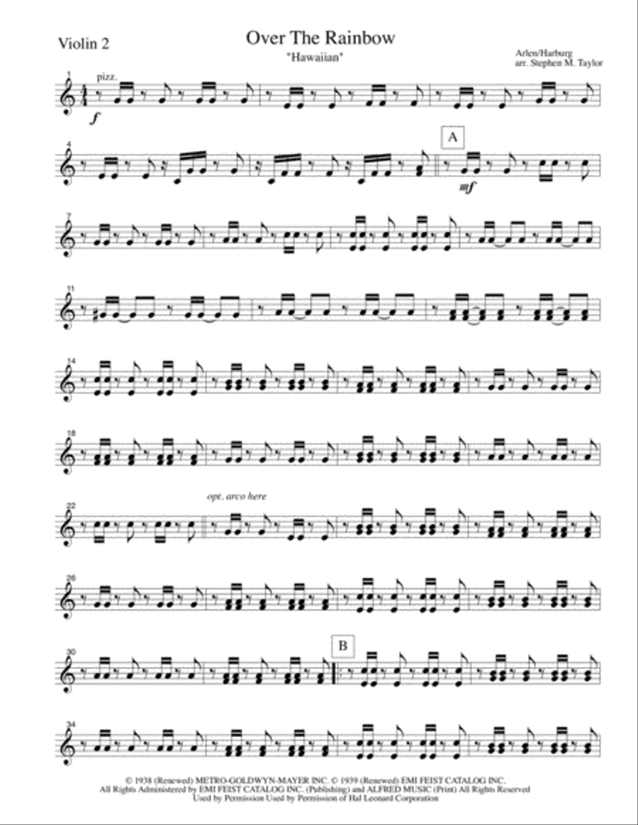 Over The Rainbow (from The Wizard Of Oz) String Quartet scores gallery preview page 5