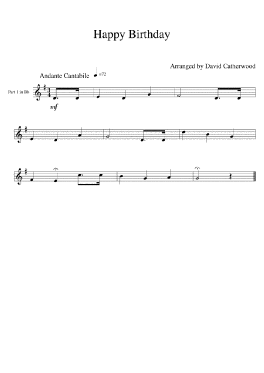 Happy Birthday arranged for Flexible ensemble by David Catherwood (suitable for any combination) Concert Band scores gallery preview page 4