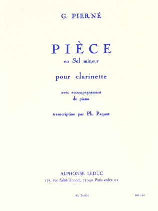 Book cover for Piece In G Minor (clarinet)