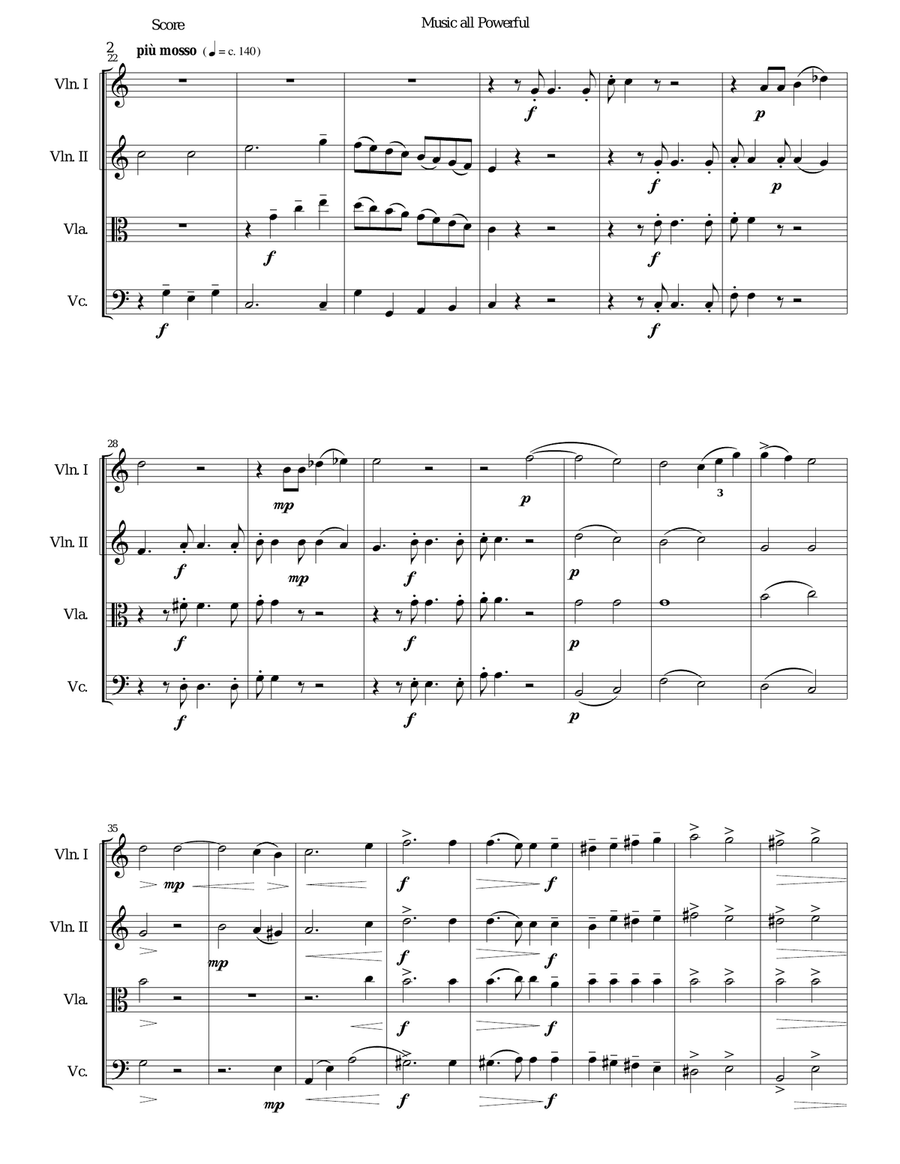 Music all powerful for string quartet String Quartet scores gallery preview page 2