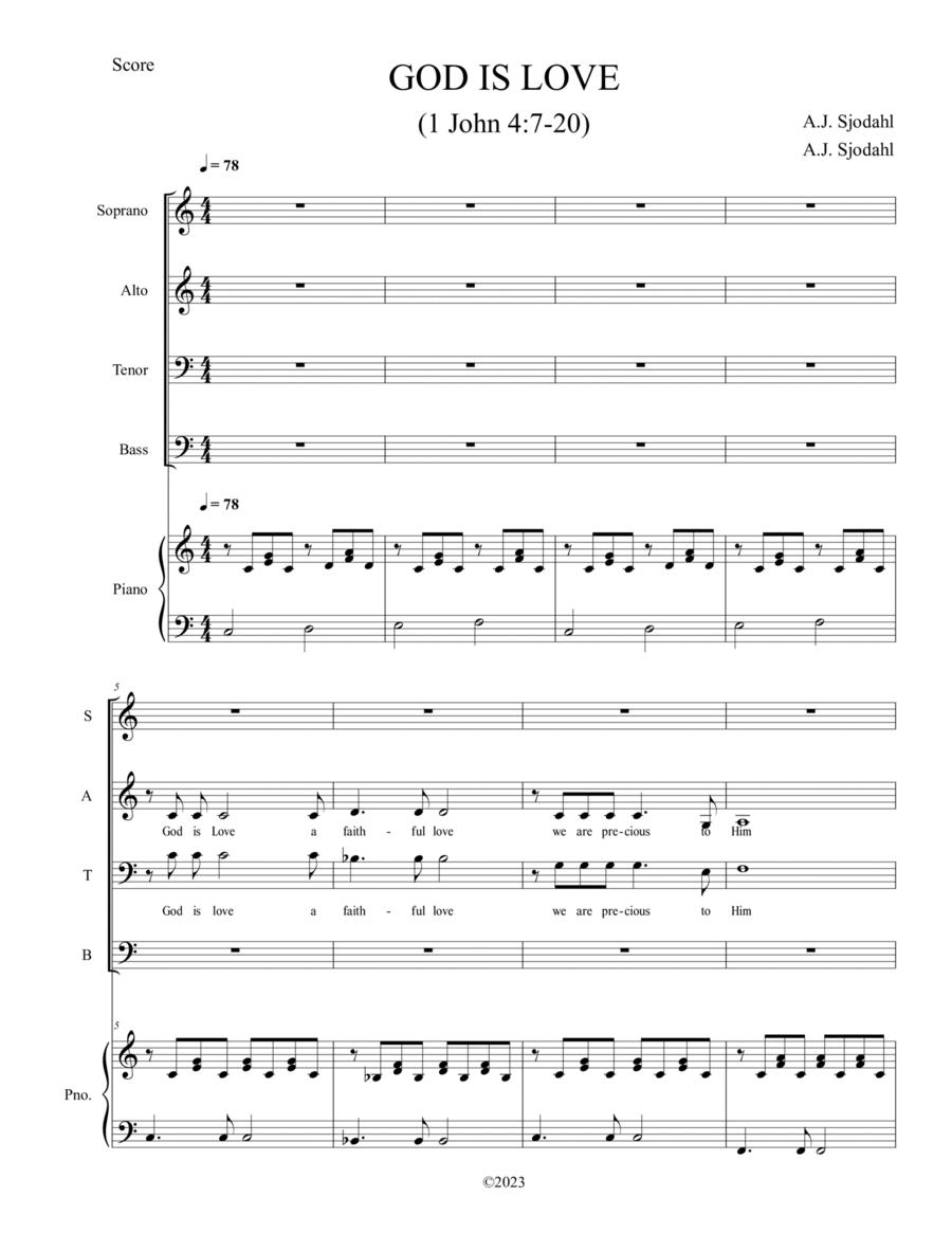 God is Love (1John 4:7-20) 4-Part scores gallery preview page 1
