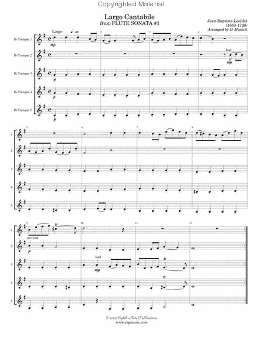 Largo Cantabile (from Flute Sonata #1) Small Ensemble scores gallery preview page 2