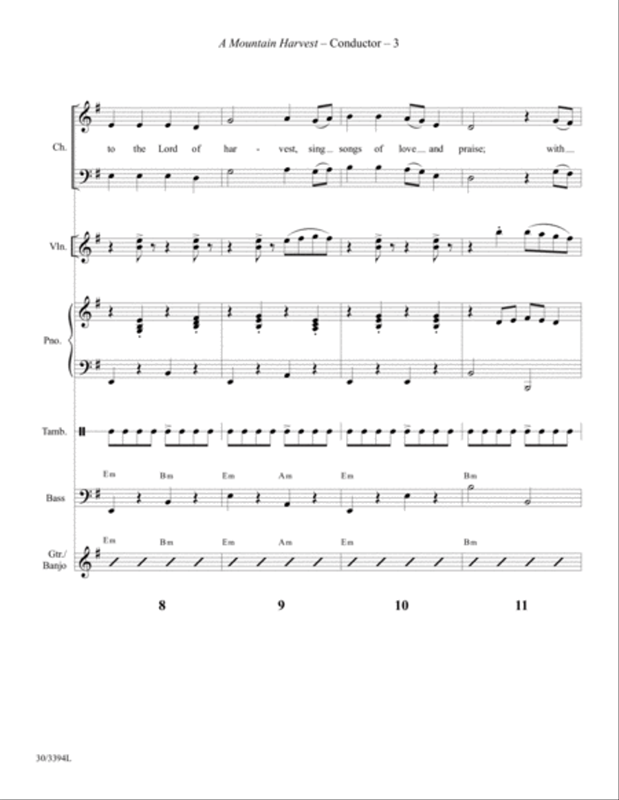 A Mountain Harvest - Instrumental Ensemble Score and Parts Choir scores gallery preview page 5
