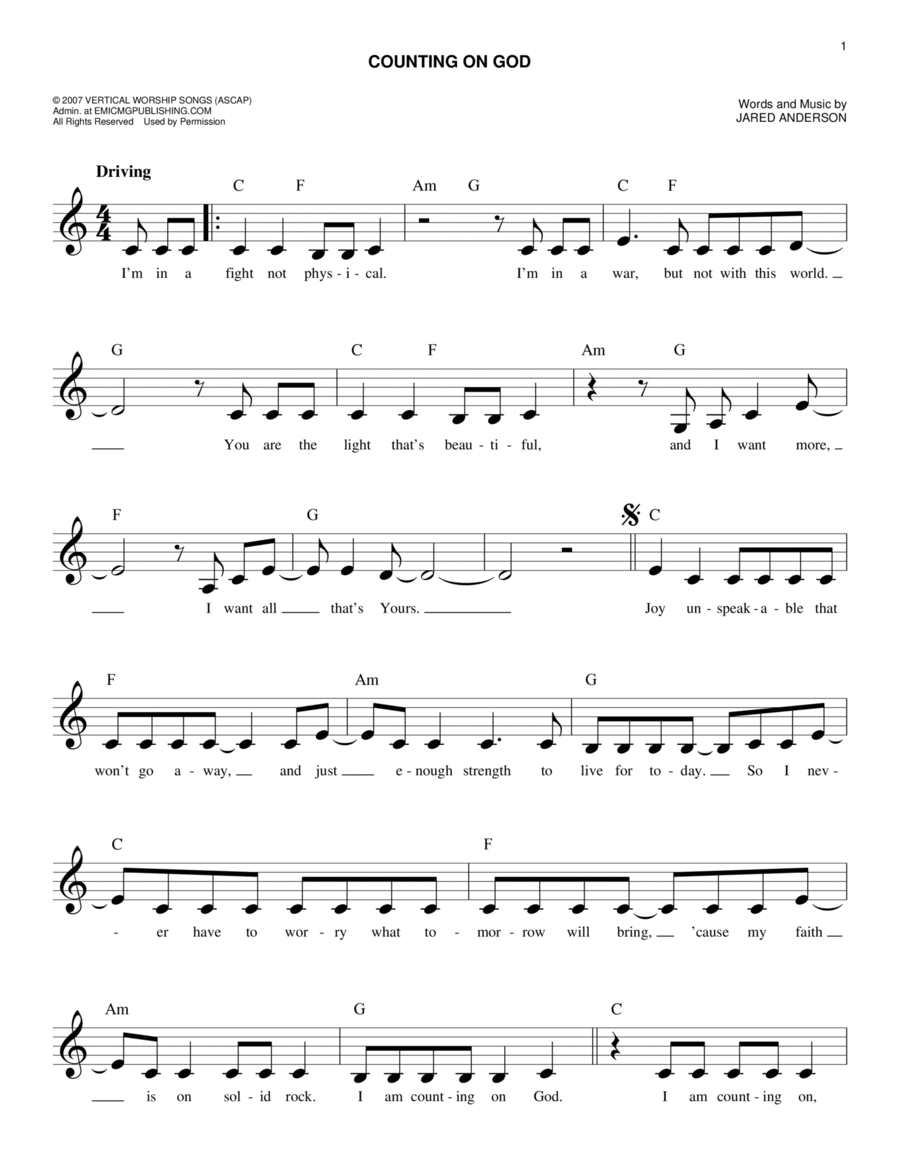 Counting On God Counting On God Piano scores gallery preview page 1