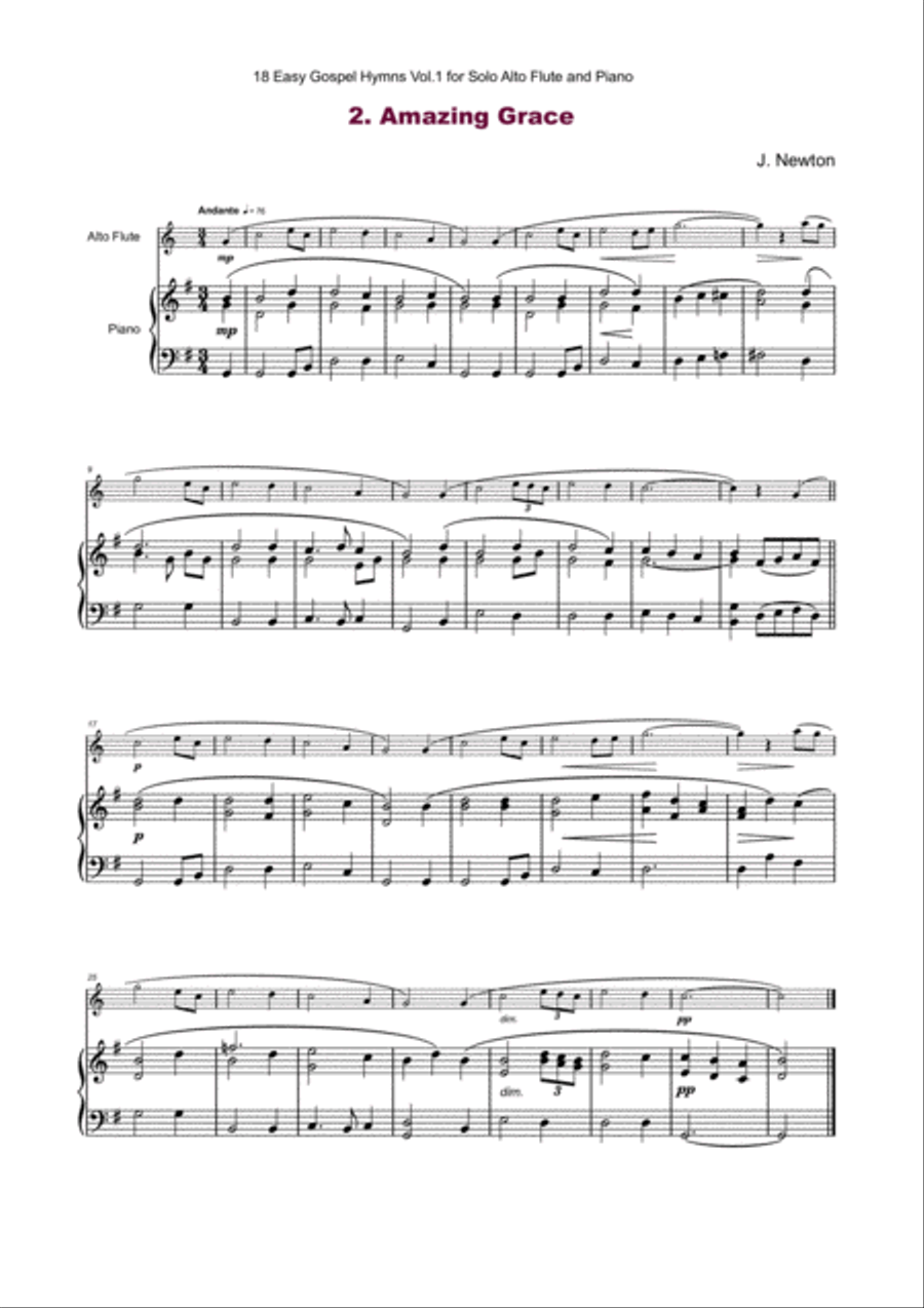 18 Gospel Hymns Vol.1 for Solo Alto Flute and Piano Flute Solo scores gallery preview page 4