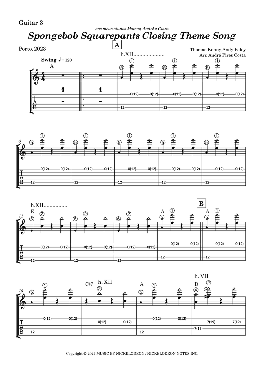 Spongebob Squarepants - End Title Theme Guitar Ensemble scores gallery preview page 5
