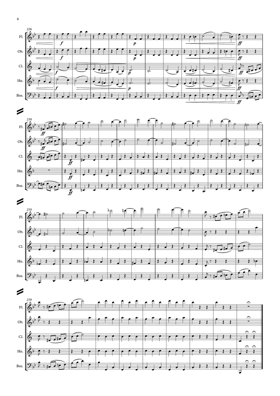 Tchaikovsky: Sleeping Beauty Suite Op.66a No.5 Valse (Waltz) - wind quintet Woodwind Quintet scores gallery preview page 6