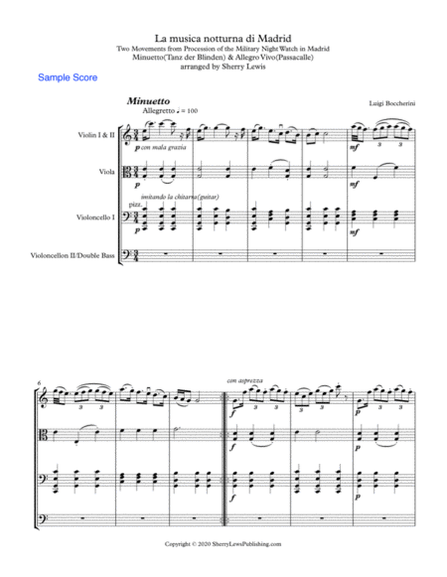 La musica notturna di Madrid - Minuetto (Tanz der Blinden) & Allegro Vivo (Passacalle) for string o image number null