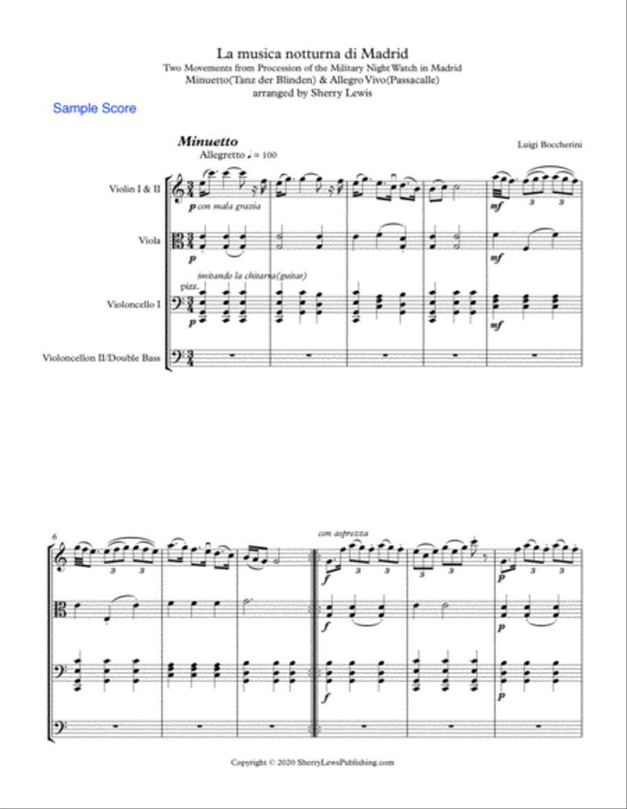 La musica notturna di Madrid - Minuetto (Tanz der Blinden) & Allegro Vivo (Passacalle) for string o String Orchestra scores gallery preview page 3