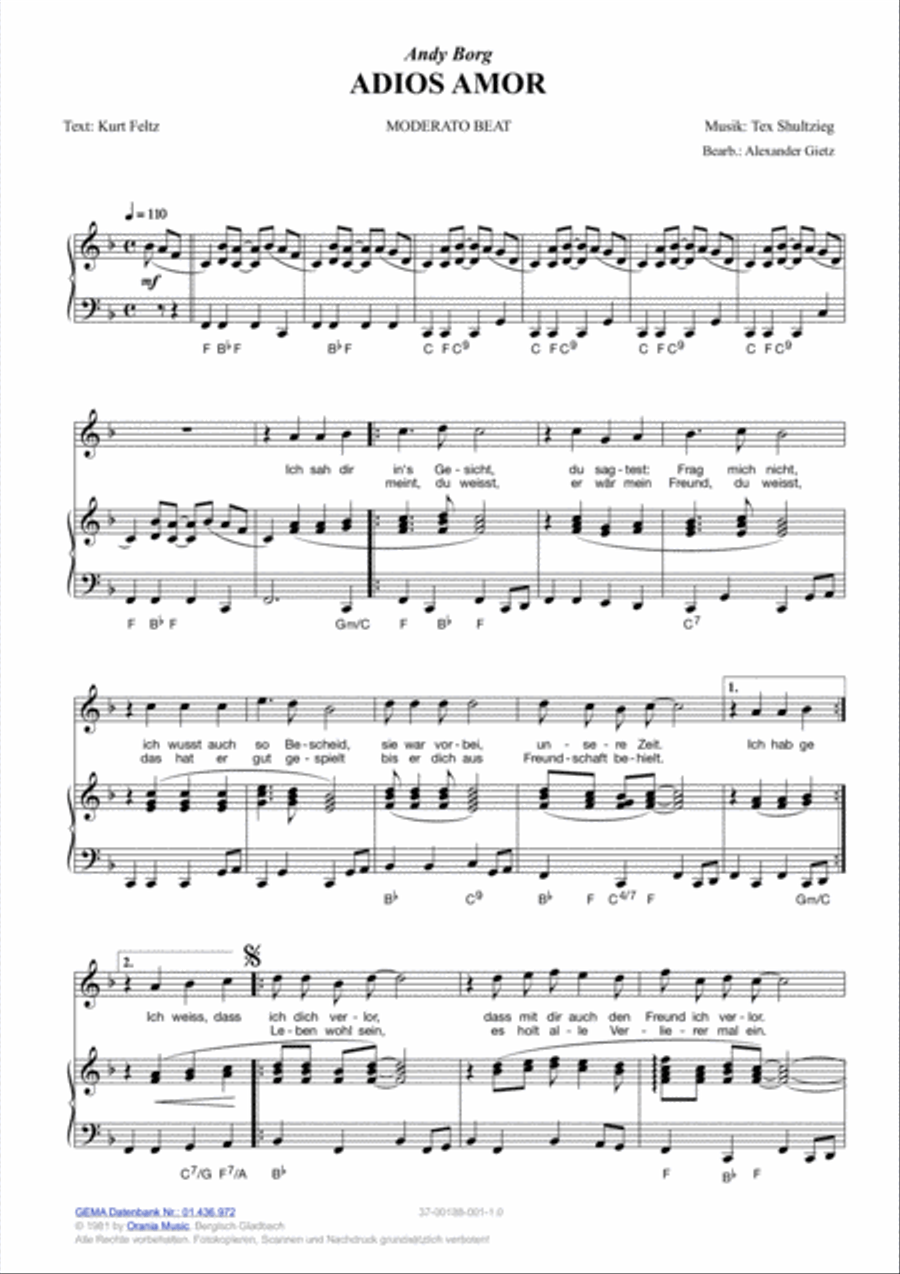 Adios Amor Voice scores gallery preview page 2