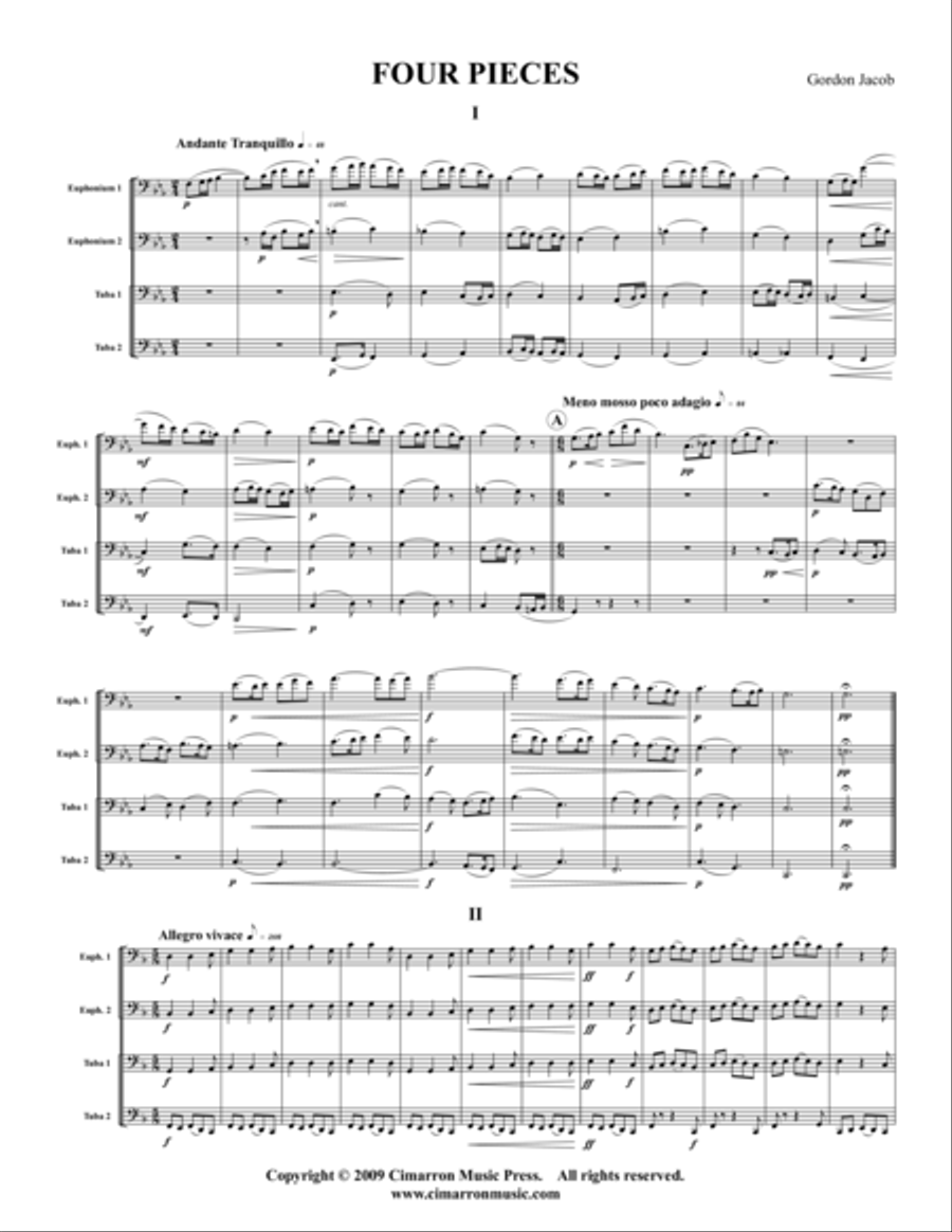 Four Pieces for Tuba Quartet EETT scores gallery preview page 1