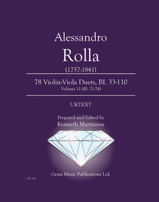 Book cover for 78 Violin-Viola Duets, BI. 33-110 Volume 11 (BI. 71-74)