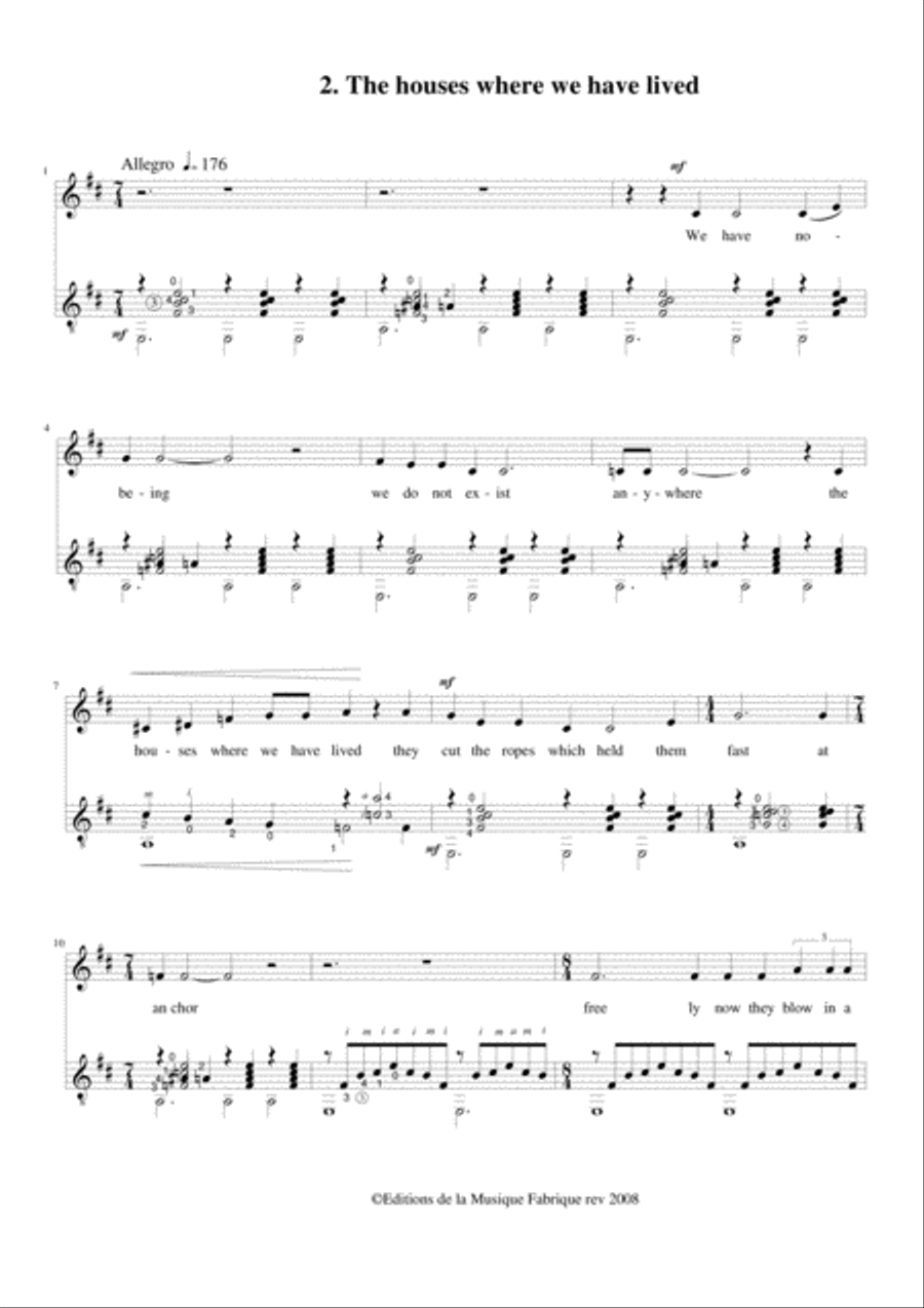David Warin Solomons: Five Poems by Melissanthi for medium voice and guitar Small Ensemble scores gallery preview page 6