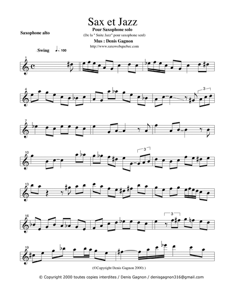 Sax et Jazz (Suite jazz pour saxophone seul) image number null