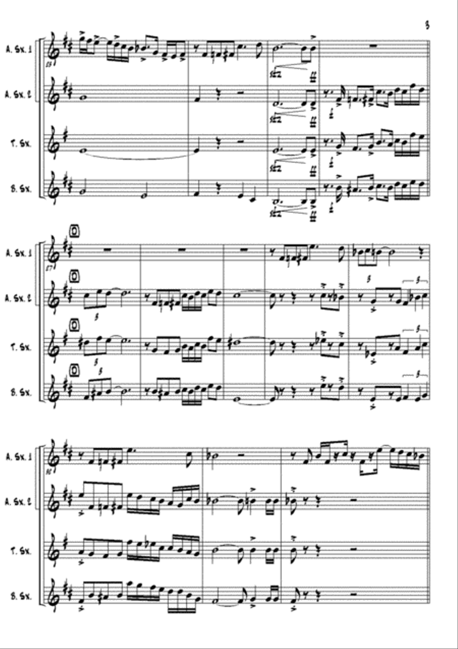 Pathos - an orginal ballad for sax AATB quartet Woodwind Quartet scores gallery preview page 3