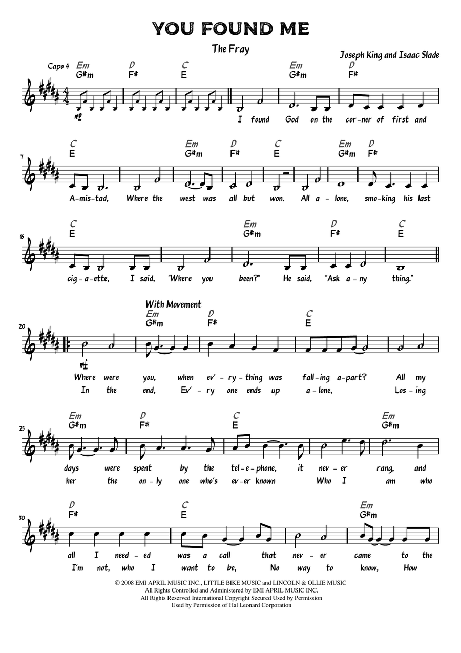 You Found Me Piano scores gallery preview page 1