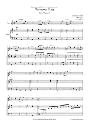 Book cover for The Toreador Song from Carmen (short version) - Flute and Piano