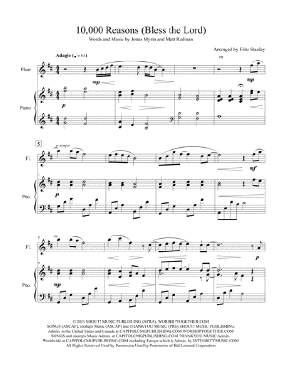 10,000 Reasons (Bless The Lord) Flute Solo scores gallery preview page 2
