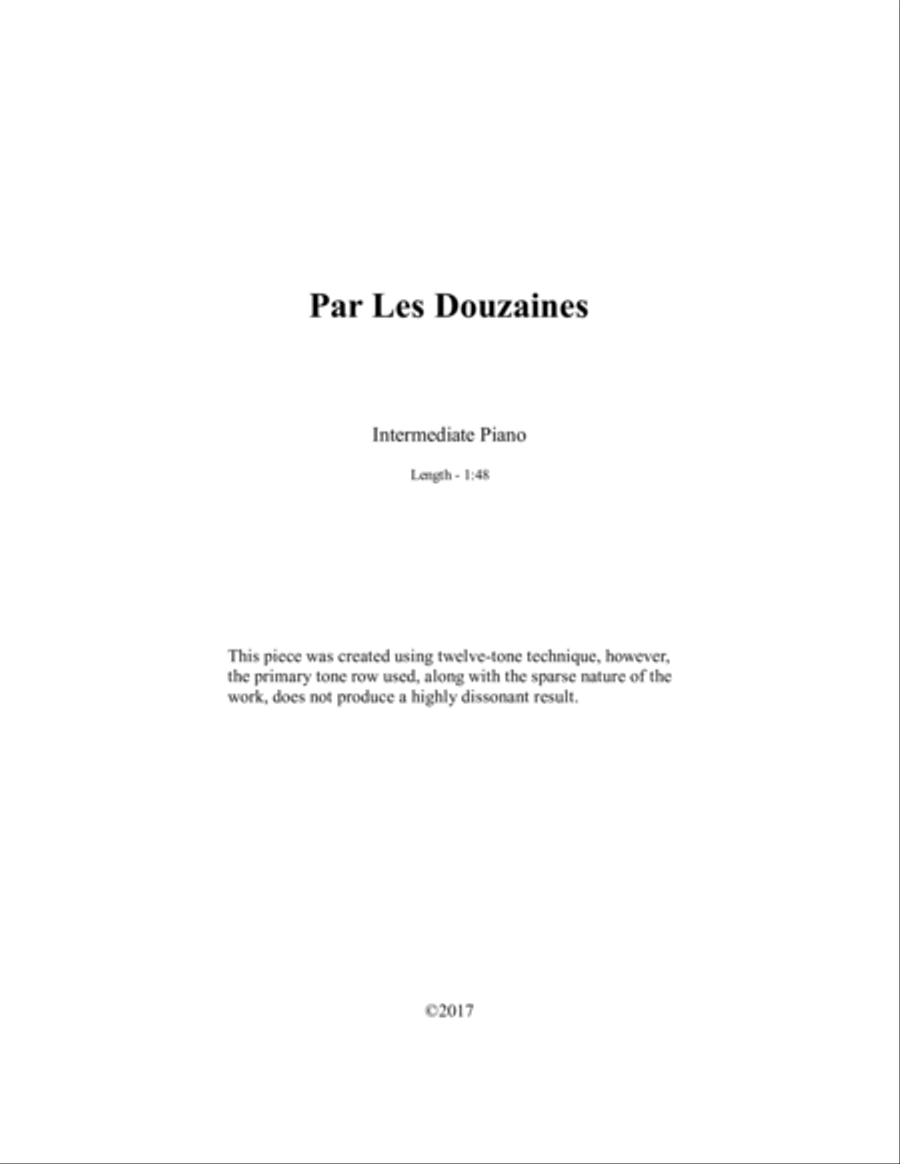 Par Les Douzaines Par Les Douzaines Piano Solo scores gallery preview page 1