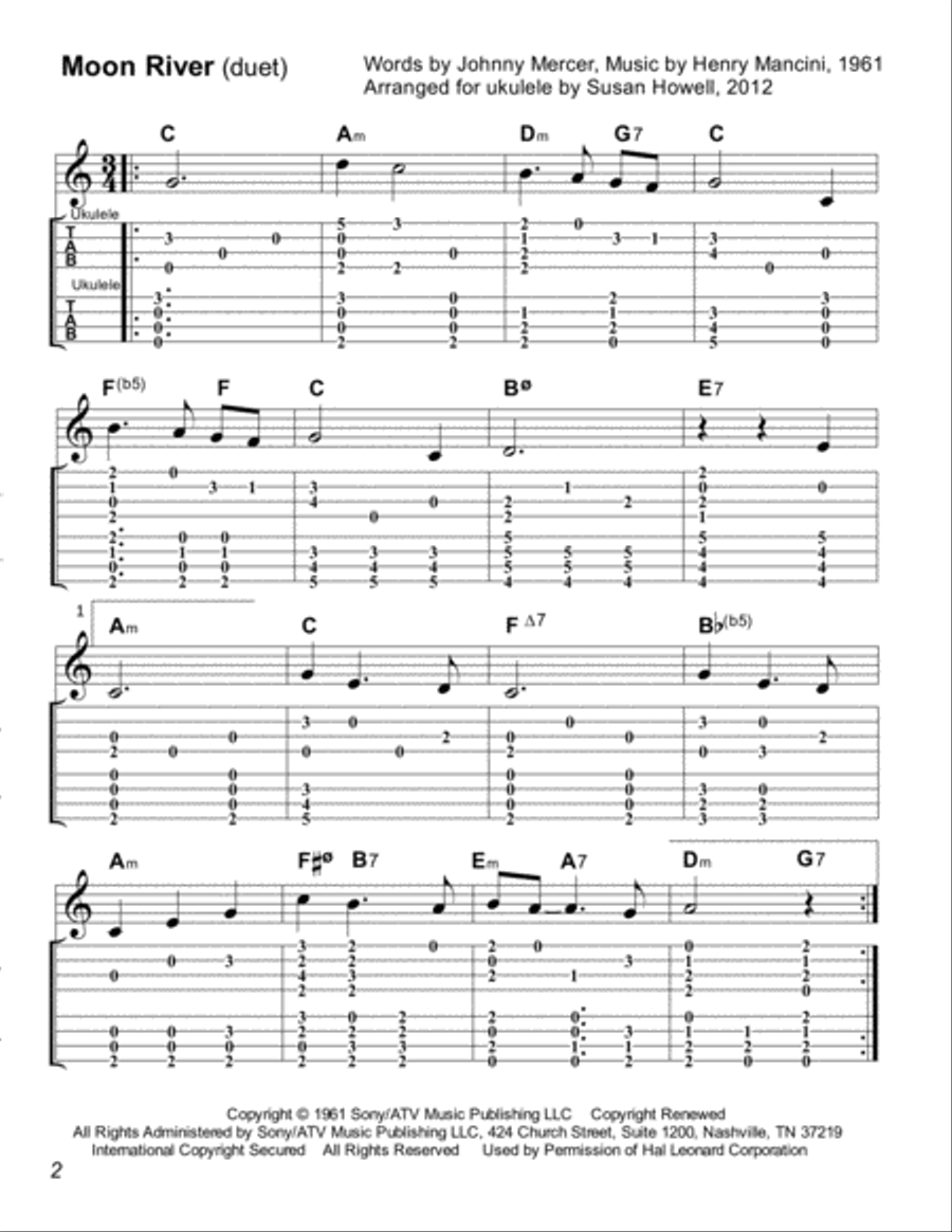 Moon River Ukulele scores gallery preview page 2