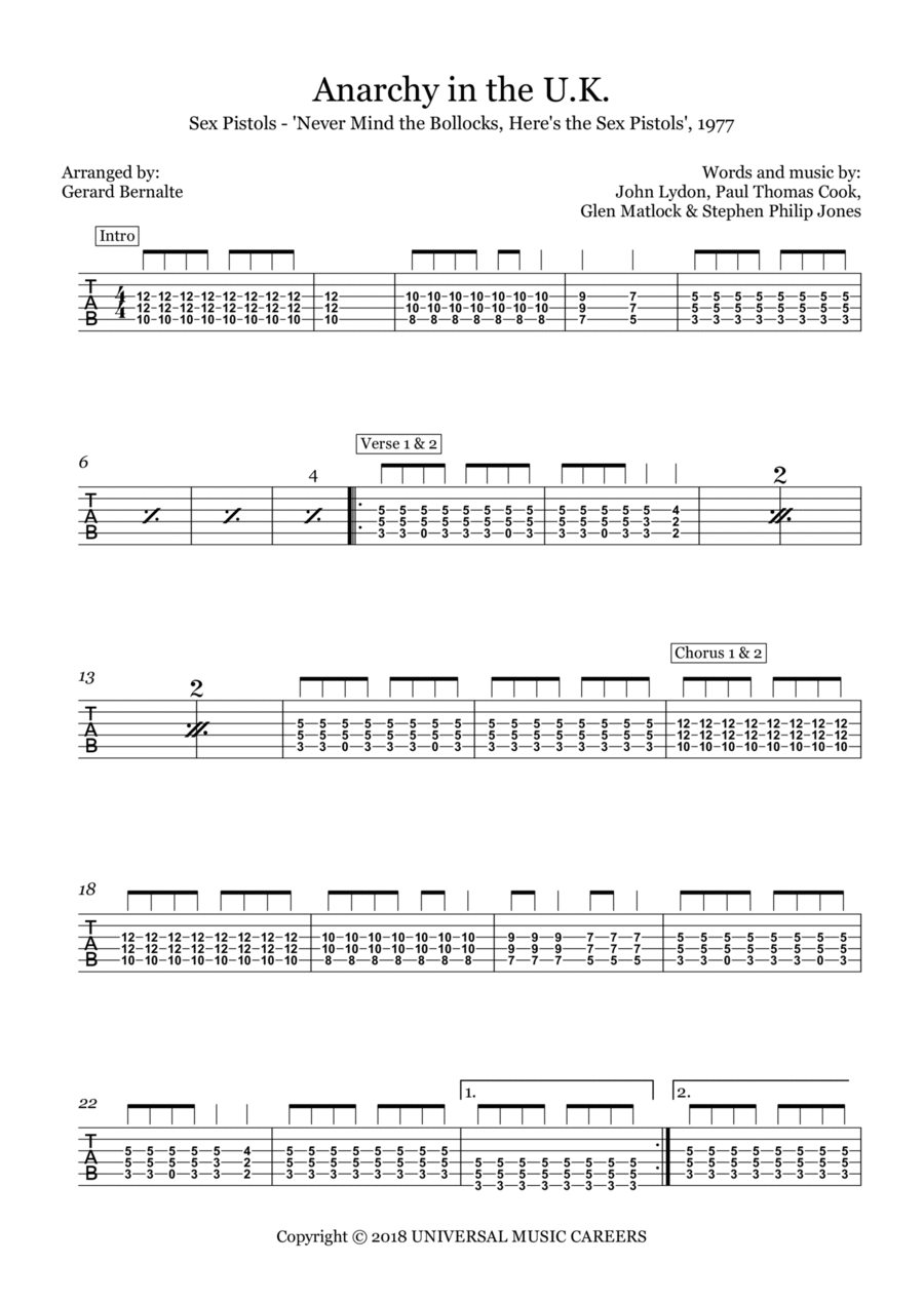 Anarchy In The Uk Anarchy In The Uk Electric Guitar scores gallery preview page 1