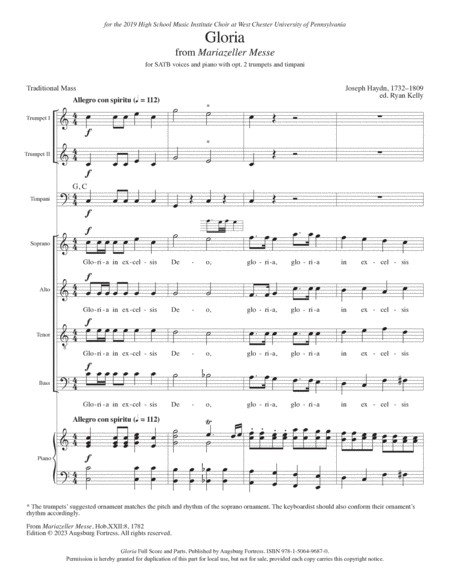 Gloria: from Mariazeller Messe: Full Score and Parts