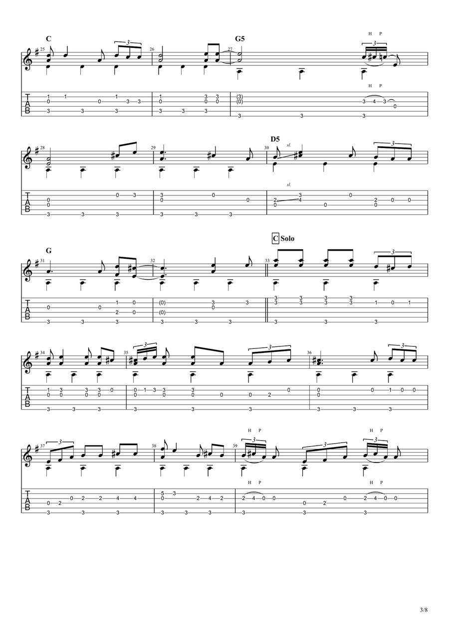 I'm So Lonesome I Could Cry Guitar Tablature scores gallery preview page 3