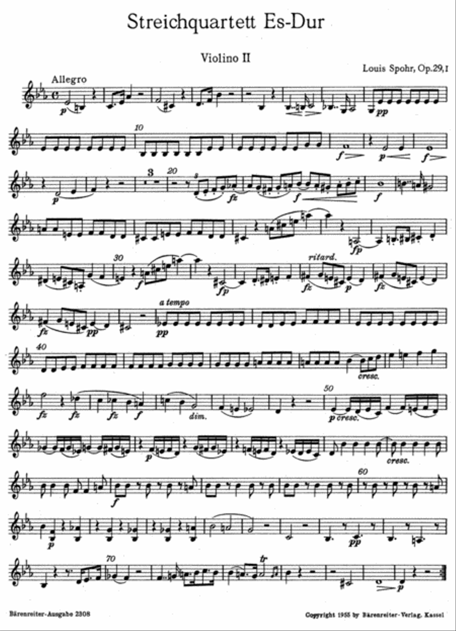 Streichquartett Es-Dur, op. 29/1 String Quartet scores gallery preview page 2