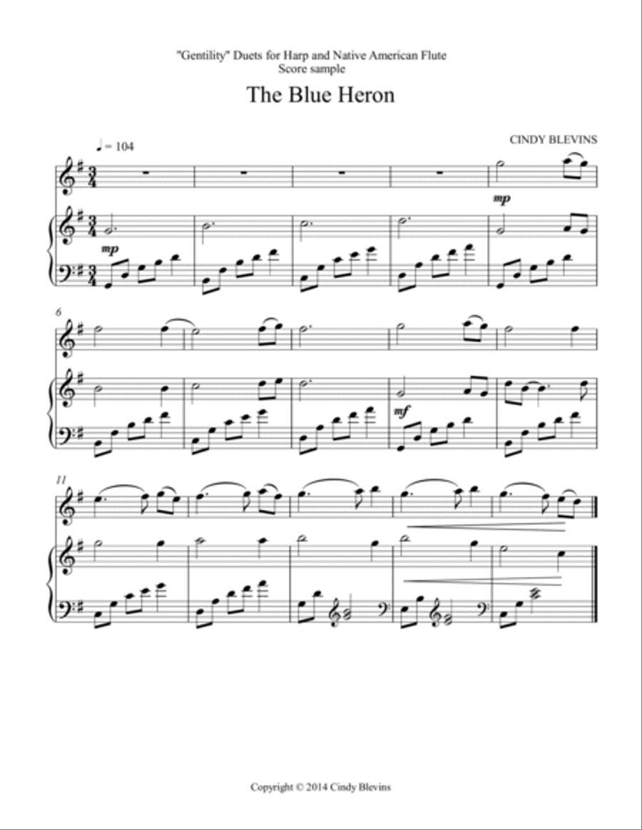 Gentility, 24 original duets for Harp and Native American Flute Flute scores gallery preview page 6