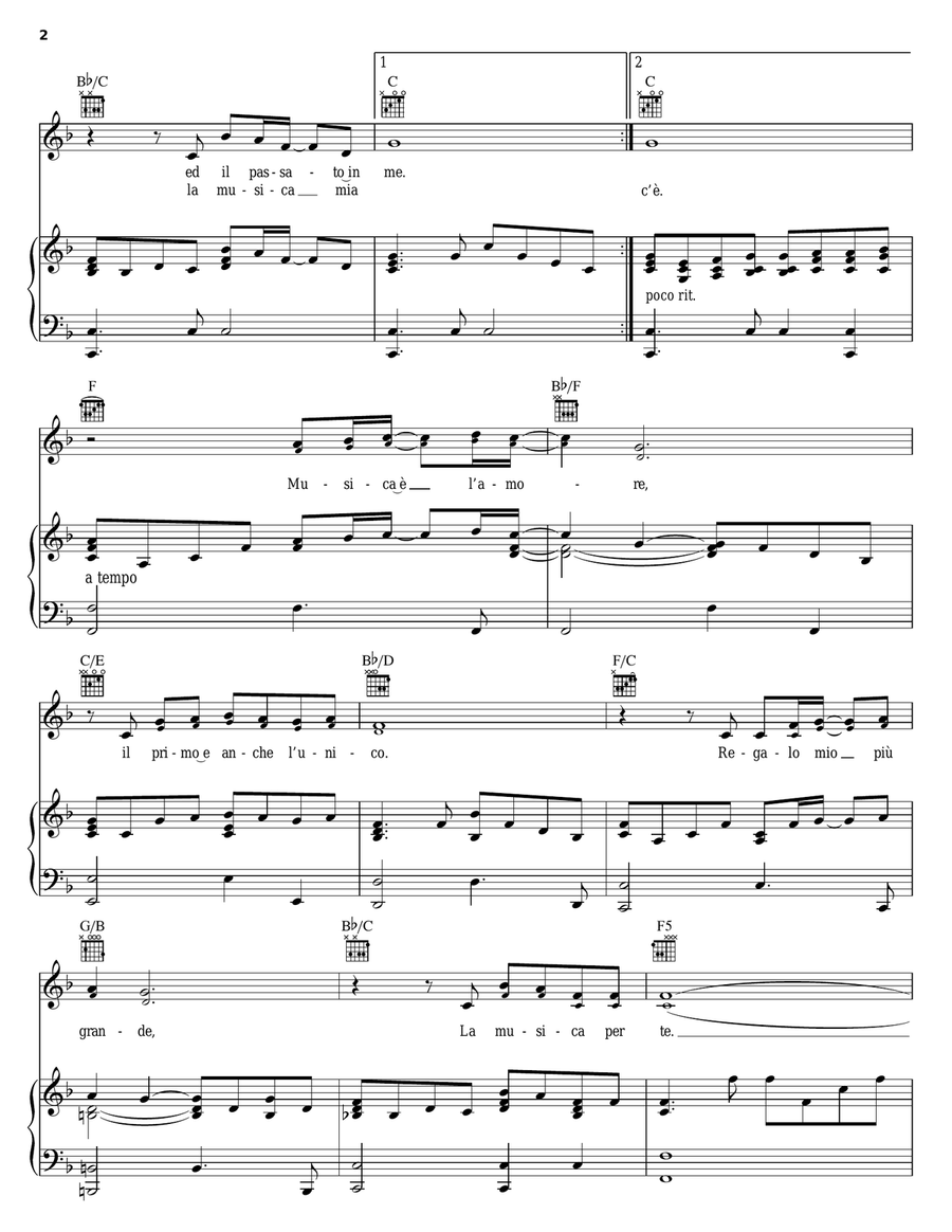 Musica Piano, Vocal, Guitar scores gallery preview page 2