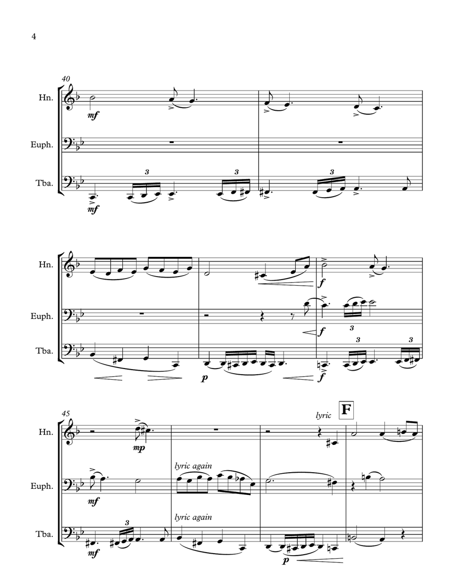Schubert Impromptu Opus 90 for french horn, euphonium and tuba Brass Ensemble scores gallery preview page 5