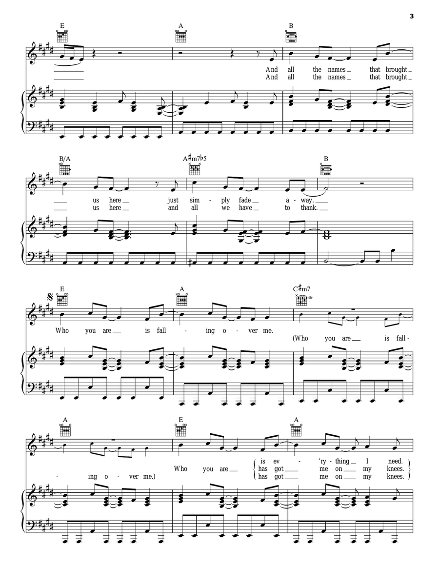 Falling Over Me Piano, Vocal, Guitar scores gallery preview page 3