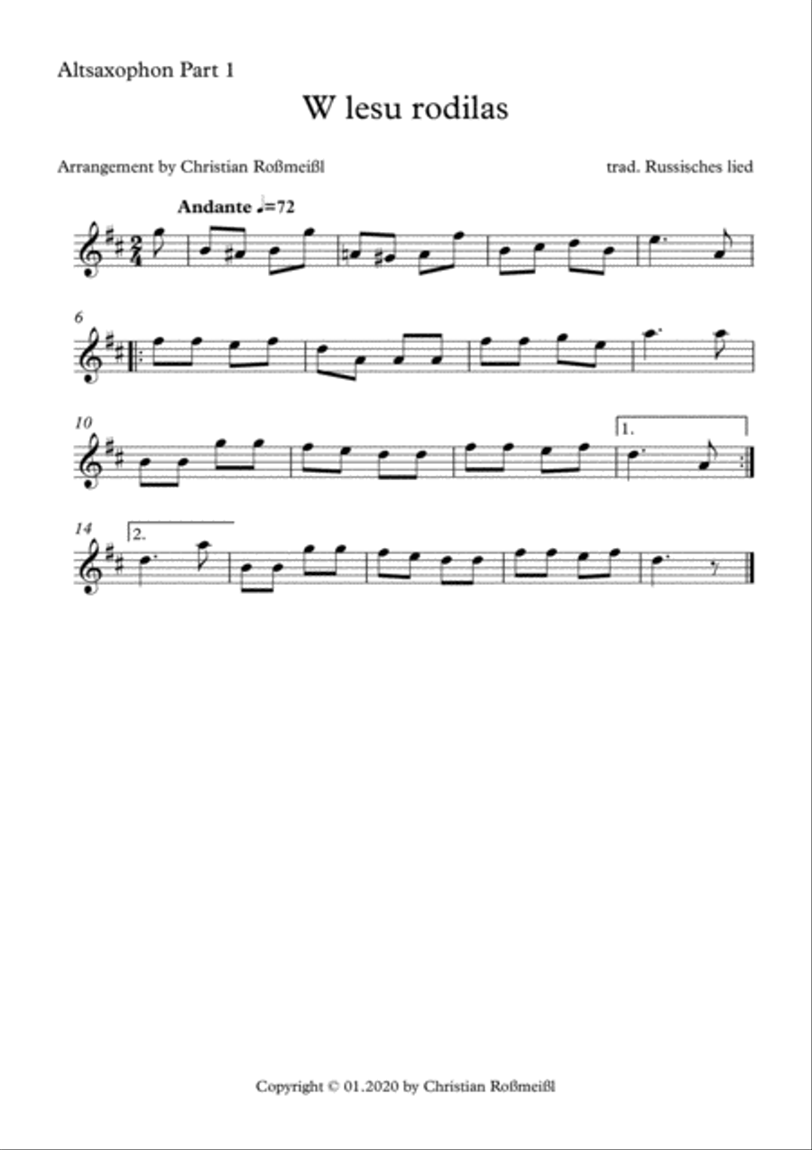 W lesu rodilas Saxophonquartett Woodwind Quartet scores gallery preview page 4
